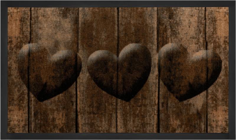 HANSE Home Fussmatte »3 Hearts, Türmatte«, rechteckig, 5 mm Höhe, Herzen Motiv, waschbar, Schmutzfangmatte, Outdoor, Innen, Rutschfest von HANSE Home