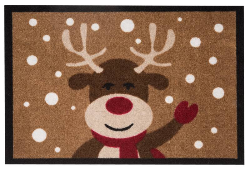 HANSE Home Fussmatte »Reindeer, Türmatte«, rechteckig, 7 mm Höhe, In- & Outdoor, Rutschfest, Rentier-Motiv, Waschbar, Wetterfest, Flur von HANSE Home