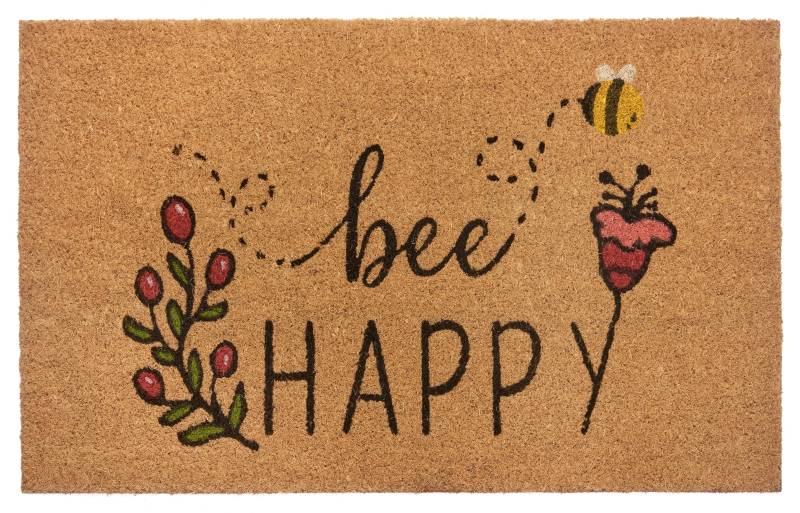 HANSE Home Fussmatte »Bee Happy, Türmatte«, rechteckig, 15 mm Höhe, Kokos, Schmutzfangmatte, Outdoor, Rutschfest, Innen, Kokosmatte, Flur von HANSE Home