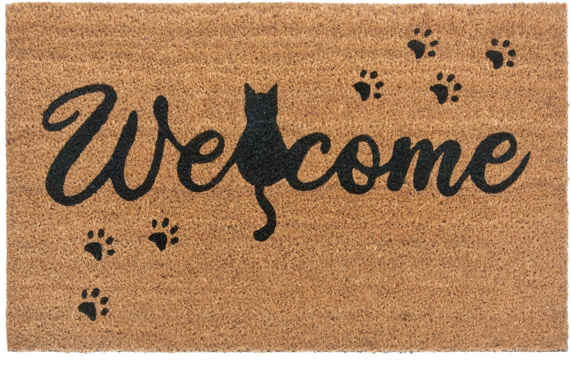 HANSE Home Fussmatte »Mix Mats Kokos Cat Paws Welcome«, rechteckig, Kokos, Schmutzfangmatte, Outdoor, Rutschfest, Innen, Kokosmatte, Flur von HANSE Home