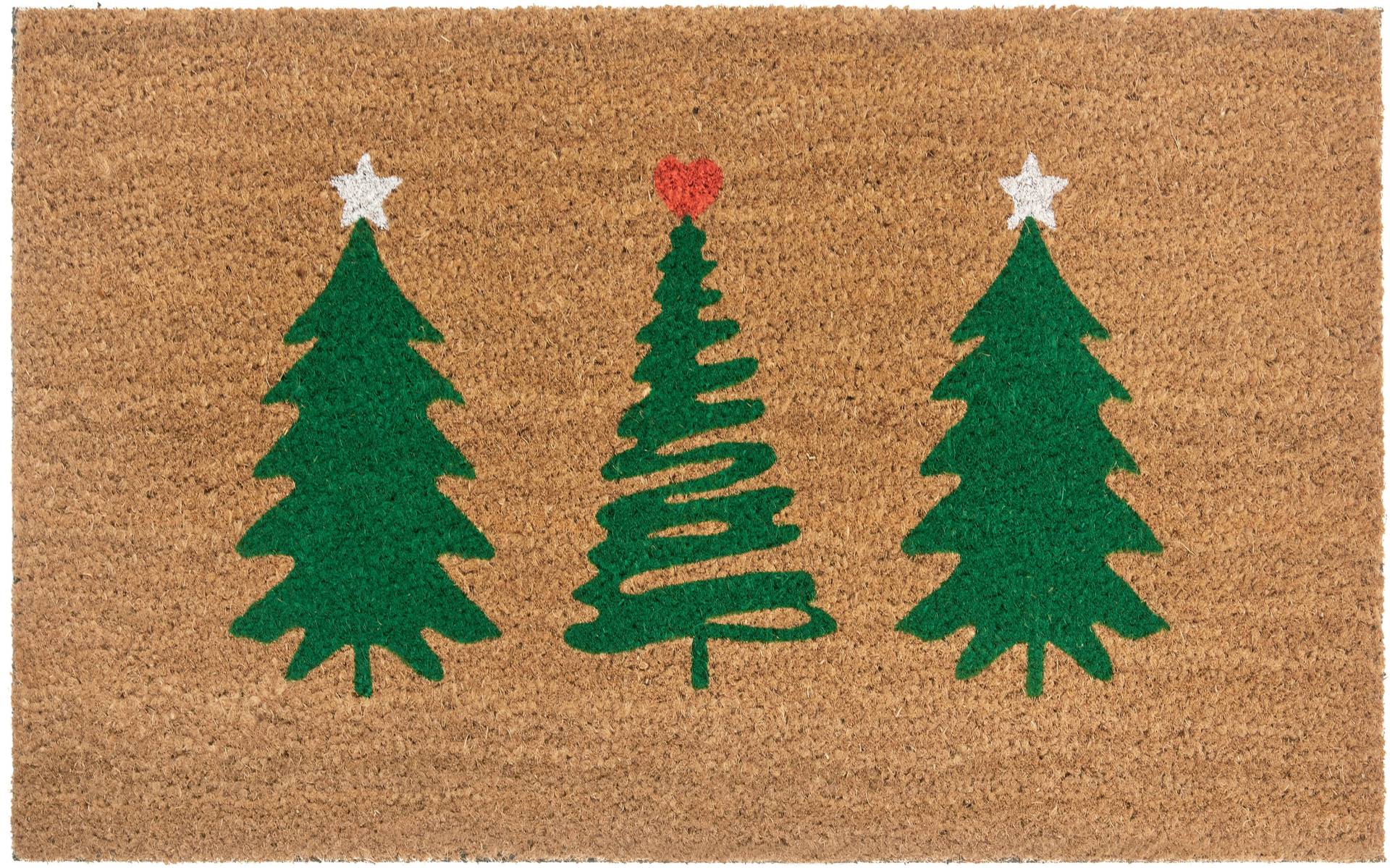 HANSE Home Fussmatte »Mix Mats Kokos Decorated Pine Trees«, rechteckig, Weihnachten, Schmutzfangmatte, Outdoor, Rutschfest, Innen, Kokosmatte von HANSE Home