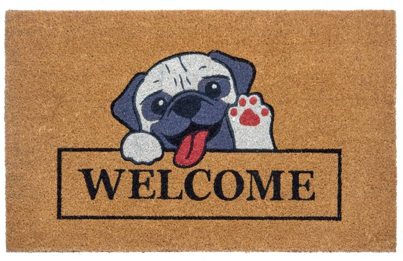 HANSE Home Fussmatte »Welcome & Dog, Türmatte«, rechteckig, 15 mm Höhe, Kokos, Schmutzfangmatte, Outdoor, Rutschfest, Innen, Kokosmatte, Flur von HANSE Home