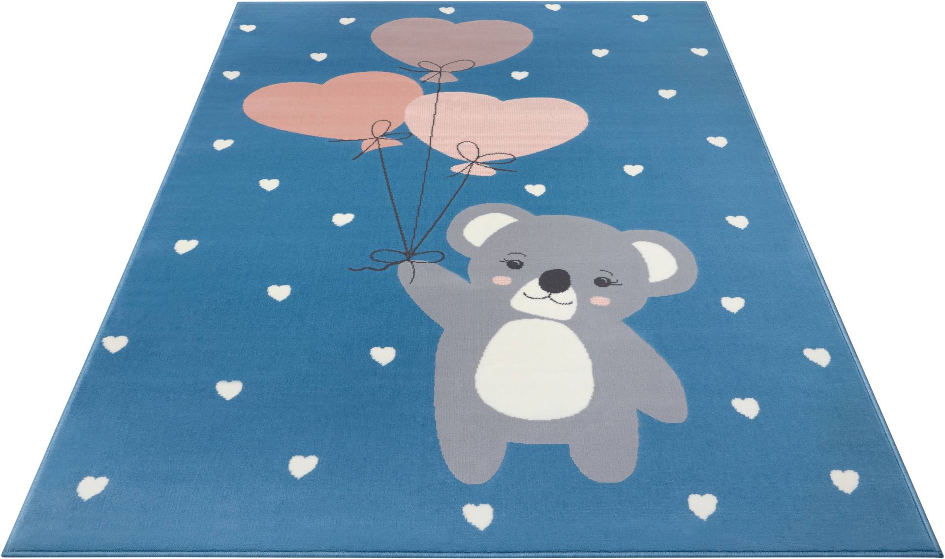 HANSE Home Kinderteppich »Koala Sweetheart«, rechteckig, 9 mm Höhe, Herzen, Kurzflor, Tiermotiv, Strapazierfähig, Pflegeleicht, Robust von HANSE Home
