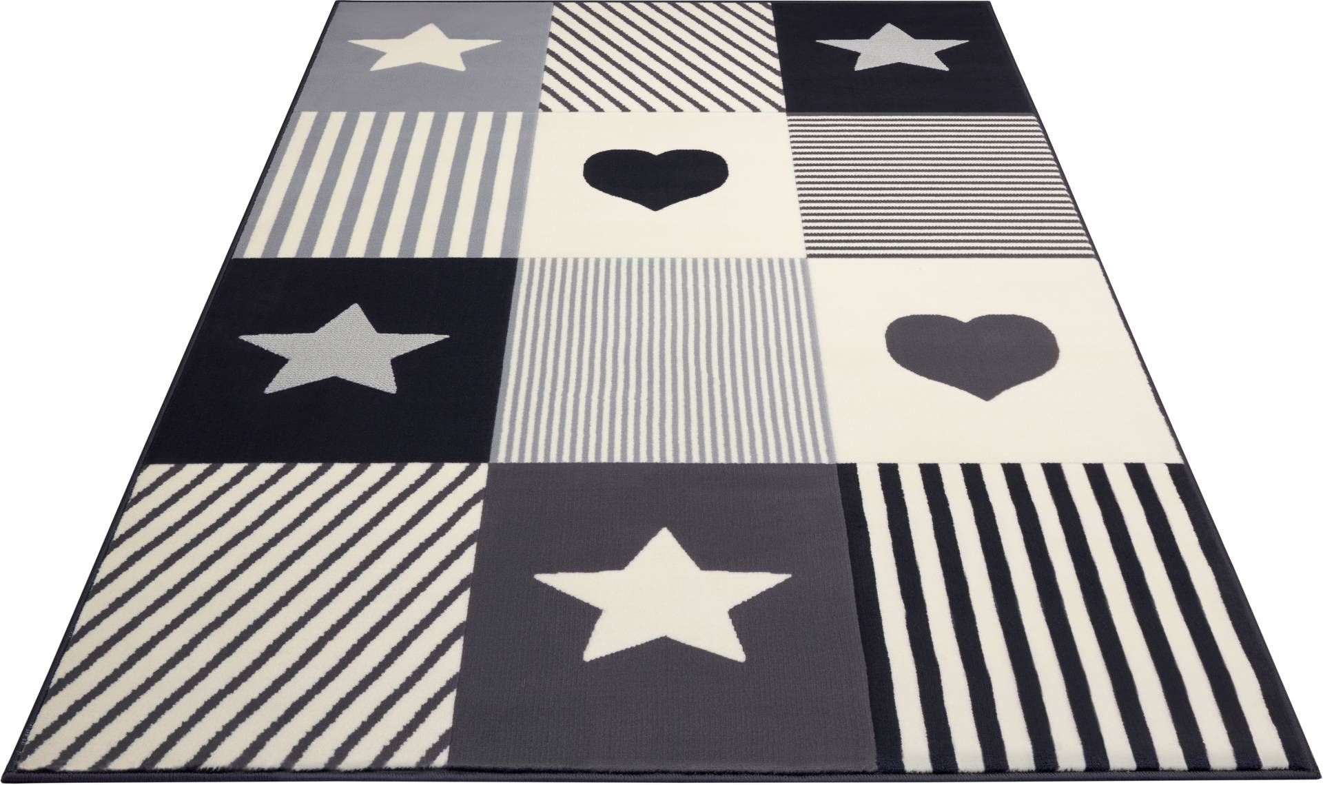 HANSE Home Kinderteppich »Lovely Patchwork«, rechteckig, 9 mm Höhe, Stern, Herz Motiv, Kurzflor, Patchwork HANSE Home Kinderteppich »Lovely Patchwork«, rechteckig, 9 mm Höhe, Stern, Herz Motiv, Kurzflor, Patchwork von HANSE Home