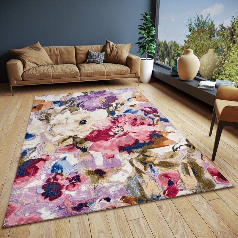 HANSE Home Teppich »Atika«, rechteckig, 5 mm Höhe, Floral, Kurzflor, pflegeleicht, Anti-Slip, Glanz, Wohnzimmer von HANSE Home