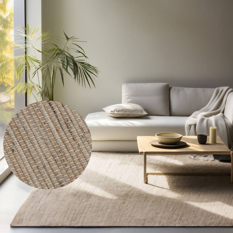 HANSE Home Teppich »Dhaka Juteteppich«, rechteckig, 5 mm Höhe, Läufer, handgewebt, Jute, Wolle, Natur, Wohnzimmer, Flur, Klassisch von HANSE Home