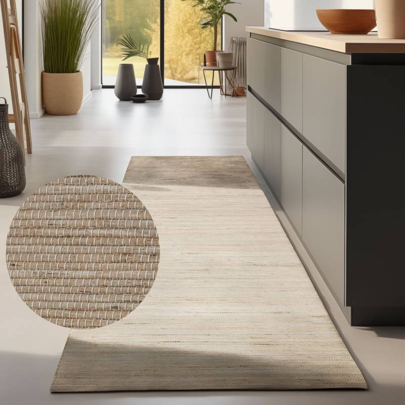 HANSE Home Teppich »Dhaka Juteteppich«, rechteckig, 5 mm Höhe, Läufer, handgewebt, Jute, Wolle, Natur, Wohnzimmer, Flur, Klassisch von HANSE Home