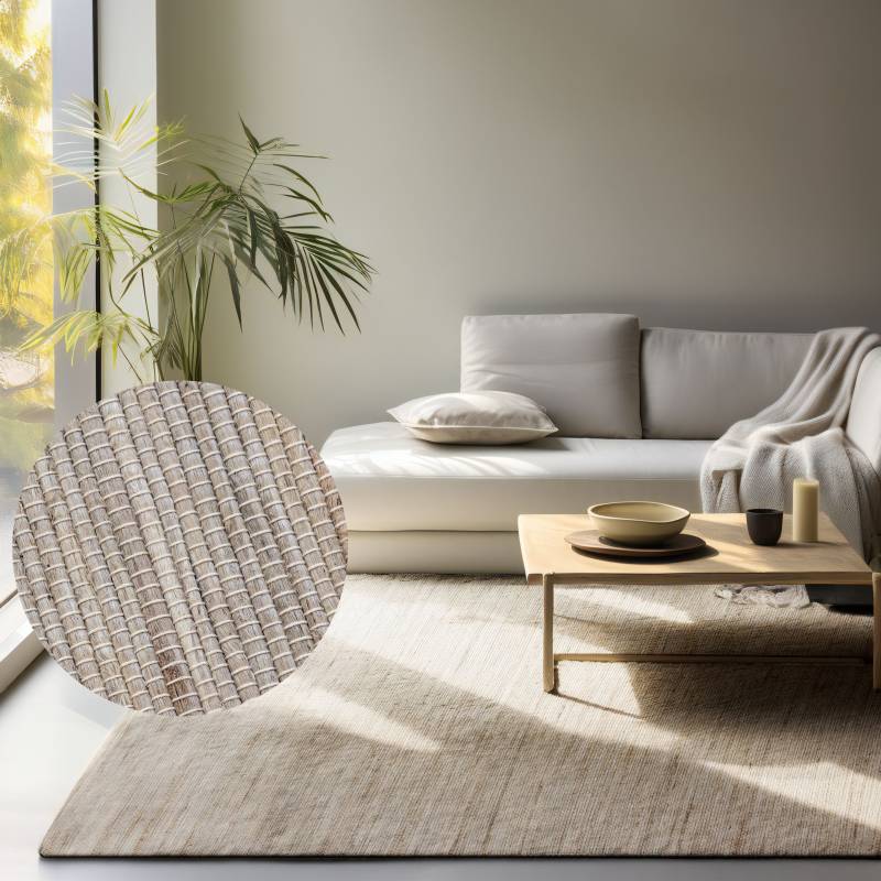HANSE Home Teppich »Dhaka Juteteppich«, rechteckig, 5 mm Höhe, Läufer, handgewebt, Jute, Wolle, Natur, Wohnzimmer, Flur, Klassisch von HANSE Home