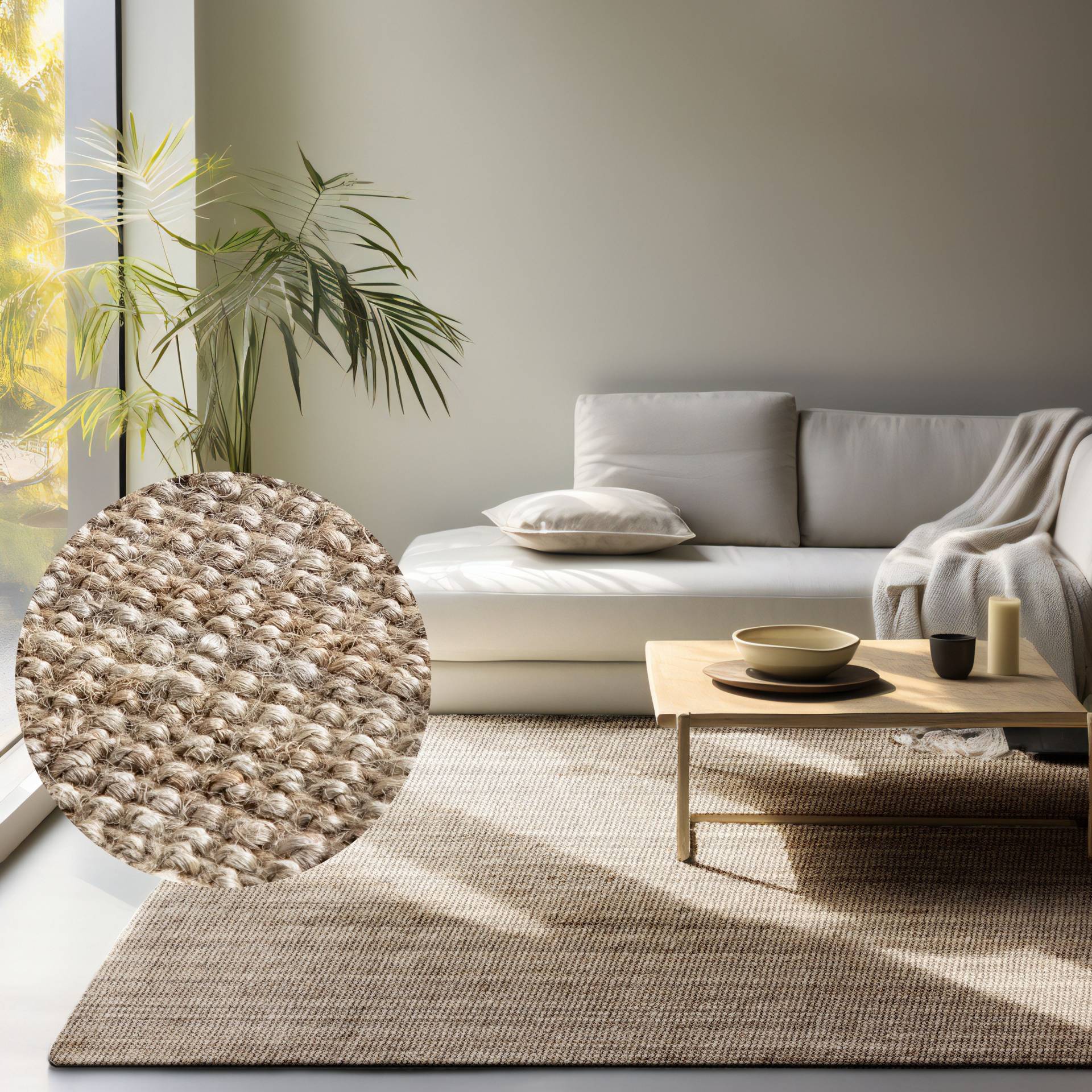 HANSE Home Teppich »Jaipur«, rechteckig, Jute, Natur, Wohnzimmer, Esszimmer, Schlafzimmer, Flur, Modern, Boho von HANSE Home