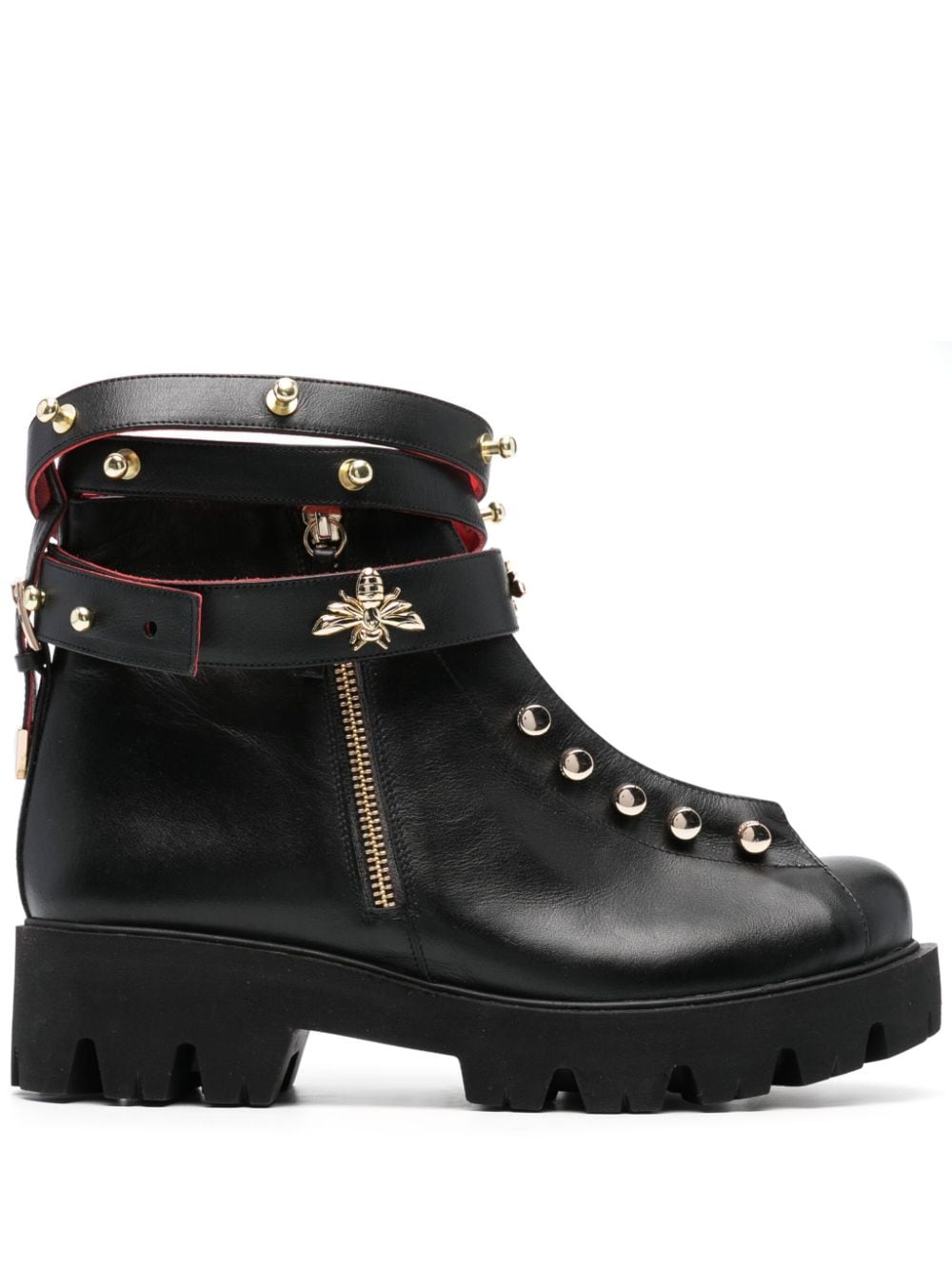 HARDOT 45mm stud-embellished leather boots - Black von HARDOT