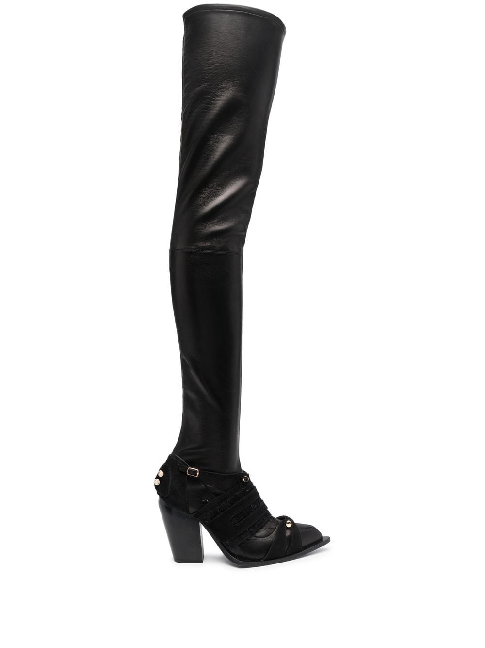 HARDOT fringed-panel thigh boots - Black von HARDOT