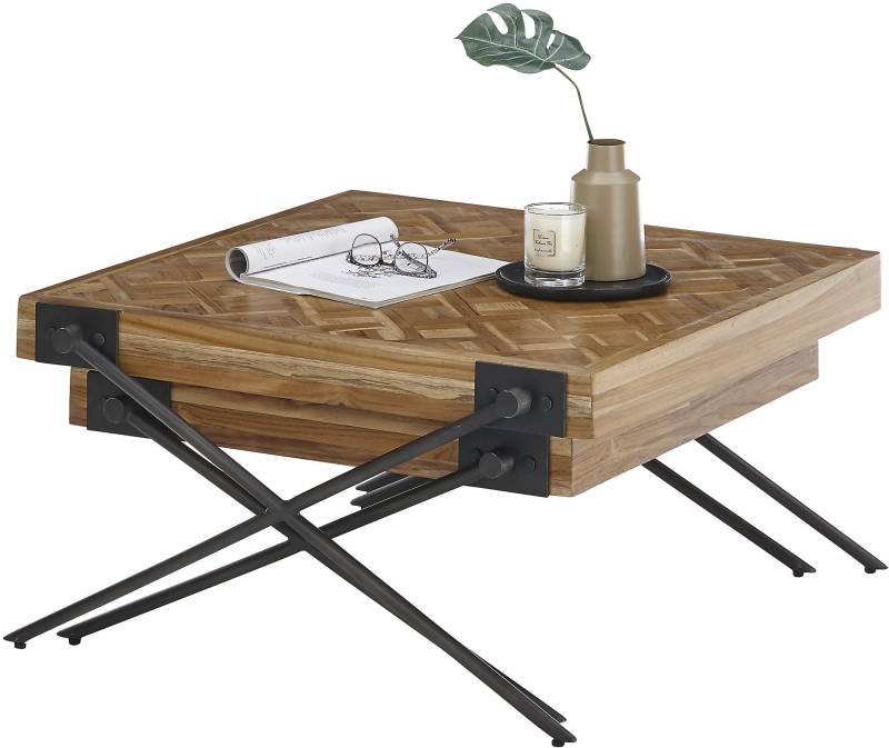 Stolkom Couchtisch »AKONI«, 2-er Set Massivholz Teak recycelt mit Muster von Stolkom
