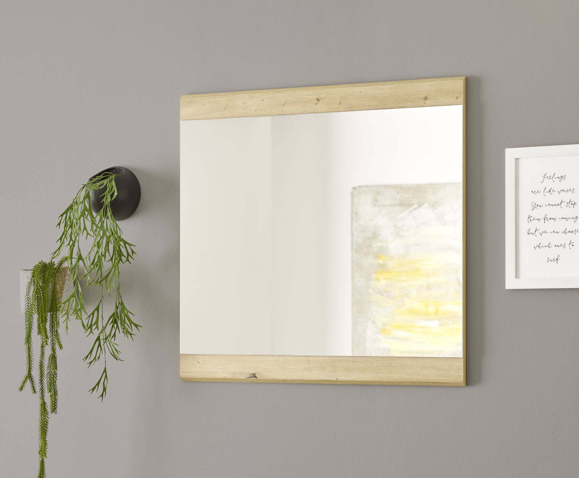 HBZ Garderobenspiegel »Nola, moderner Landhaustil, Spiegel BxH 80x75 cm«, (1 St.), Holzwerkstoff FSC®-Zertifiziert von HBZ