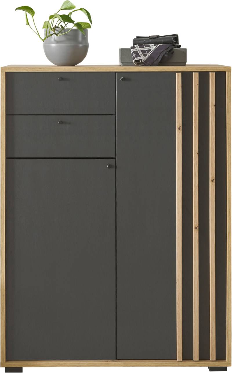 HBZ Schuhschrank »Volano in schwarz, BxHxT 80x106x38 cm«, (1 St.), Mit 2 Türen, 2 Schubkästen, 5 Einlegeböden von HBZ