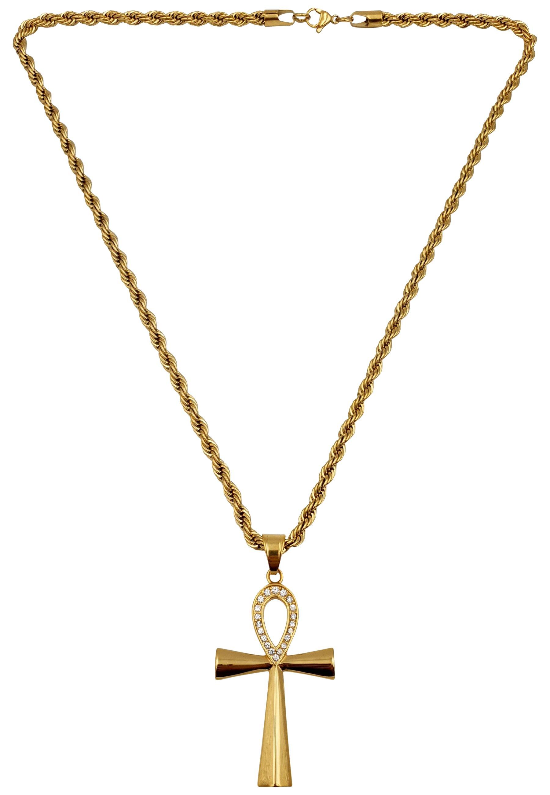 Ägyptische Ankh-kreuz-kette, Hip-hop-style Damen Gelbgold 60 cm von HEBE JEWELS