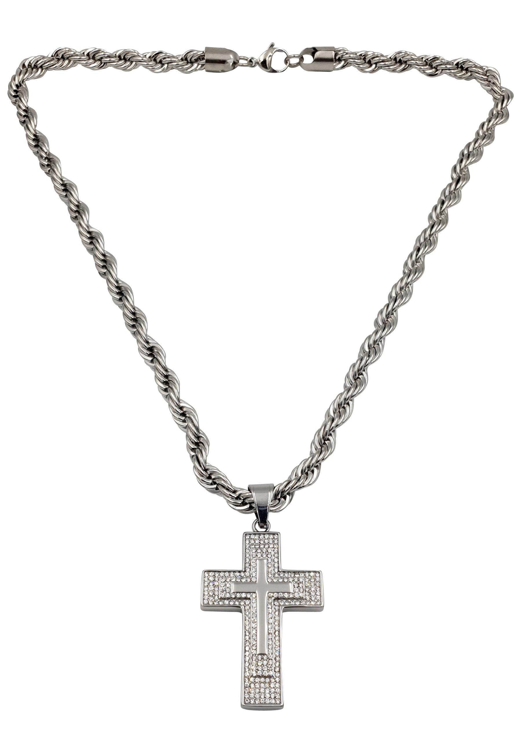 Big Cross Kette, Hip-hop-style Damen Silber 60 cm von HEBE JEWELS