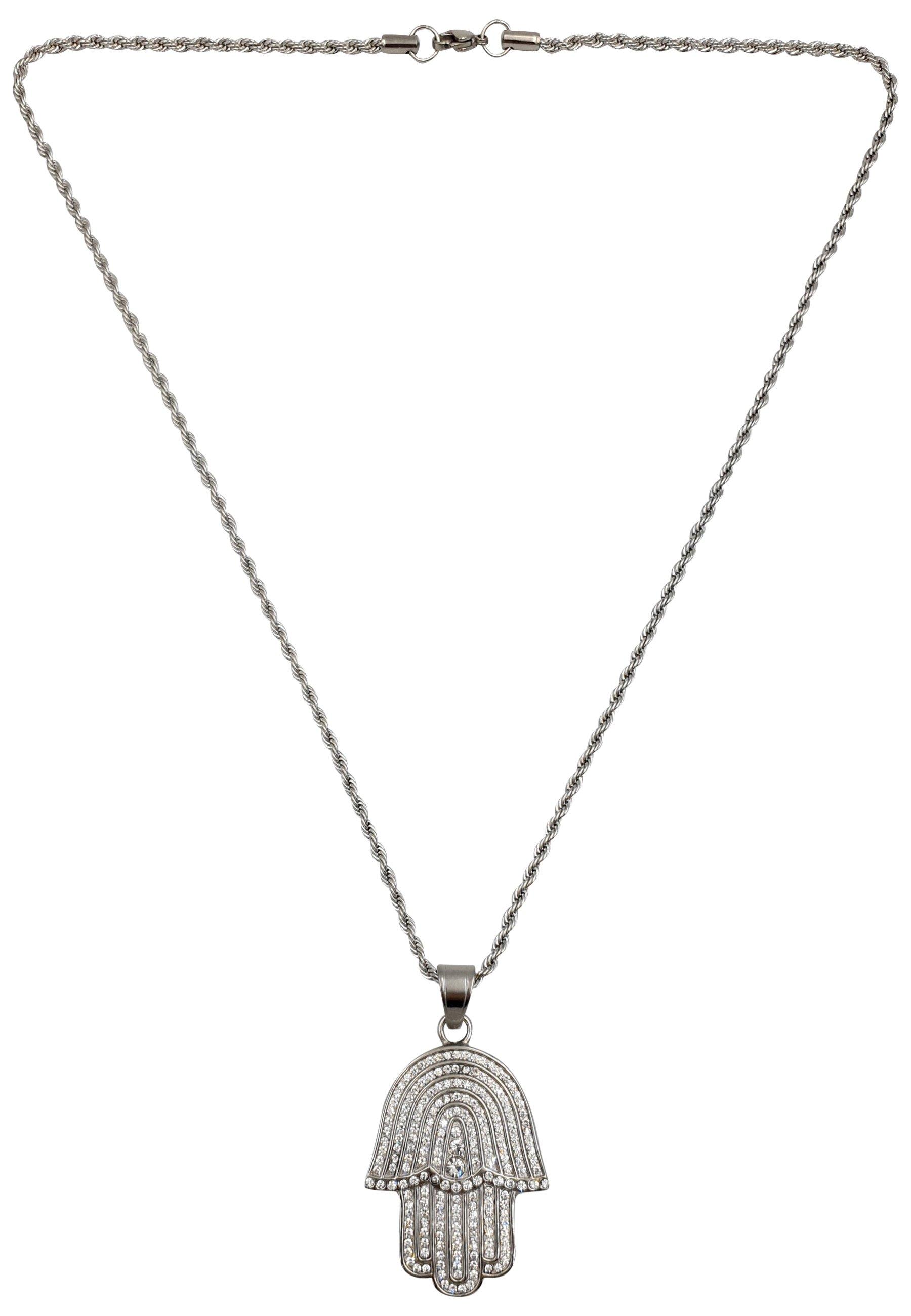 Hamsa Anhänger-kette, Hip-hop-style Damen Silber 60 cm von HEBE JEWELS