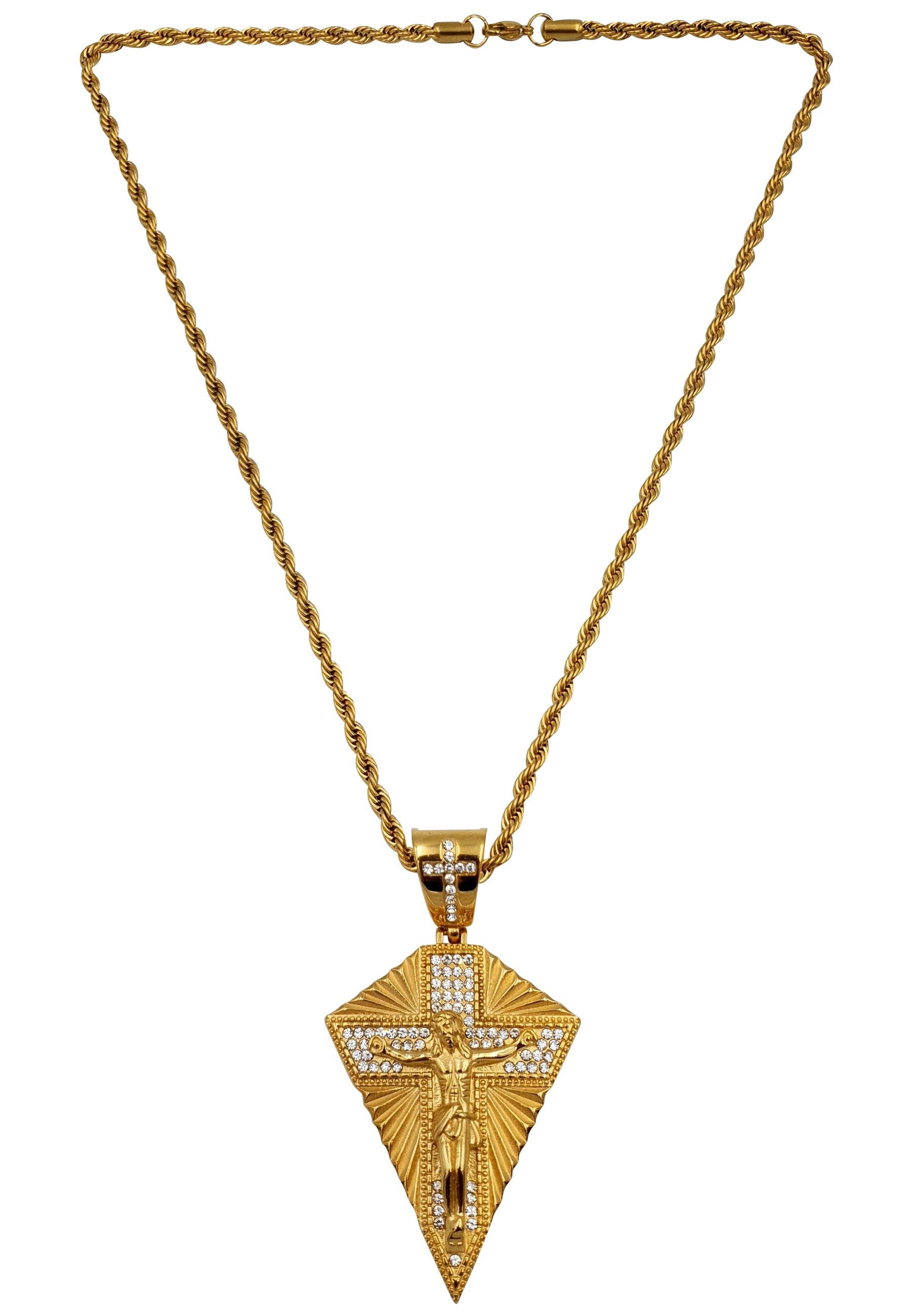 Jesus-kreuz Kette, Hip-hop-style Damen Gelbgold 60 cm von HEBE JEWELS