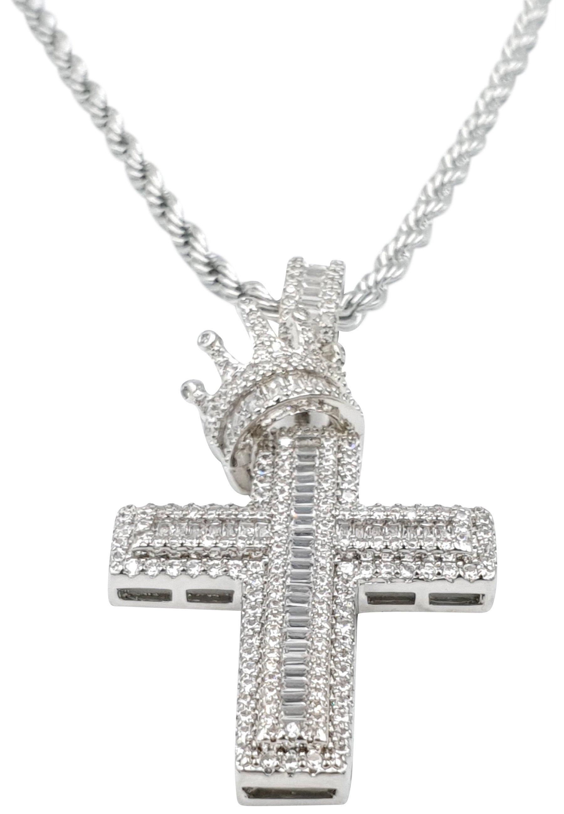 Kreuz Kette Mit Krone Damen Silber ONE SIZE von HEBE JEWELS