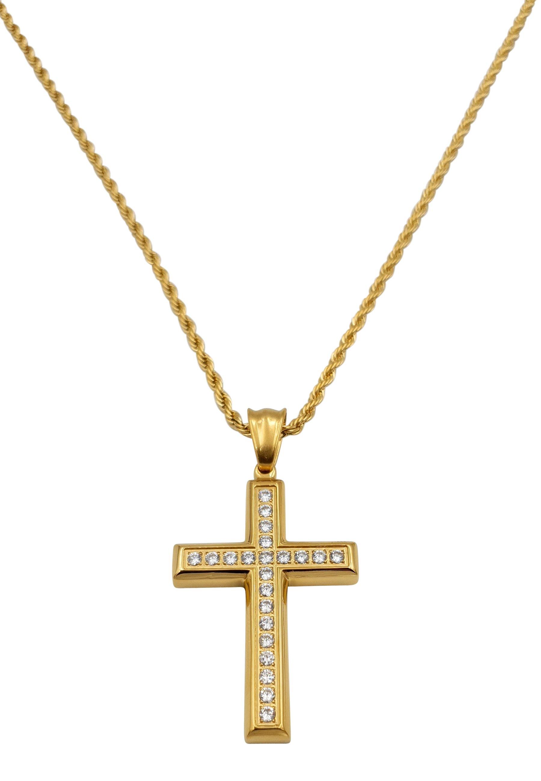 Kreuz Kette Mit Zirkonia Damen Gelbgold 60 cm von HEBE JEWELS