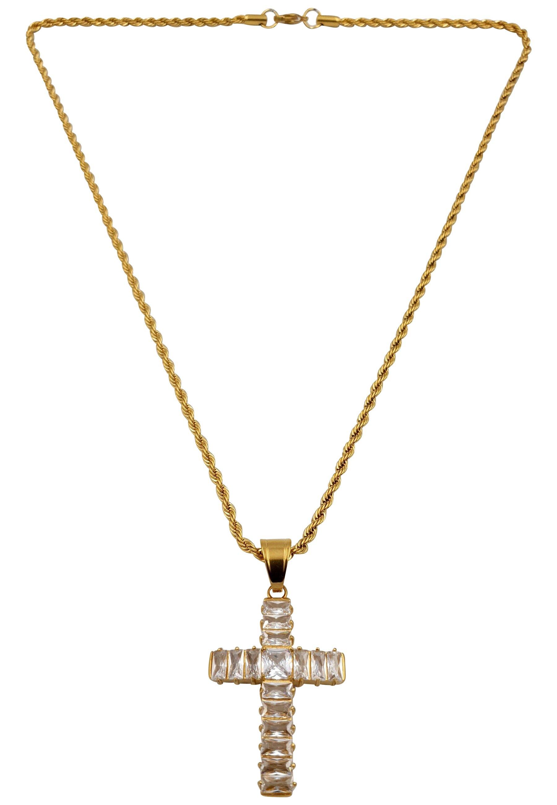 Kreuz Kette Mit Zirkonia Damen Gelbgold 60 cm von HEBE JEWELS