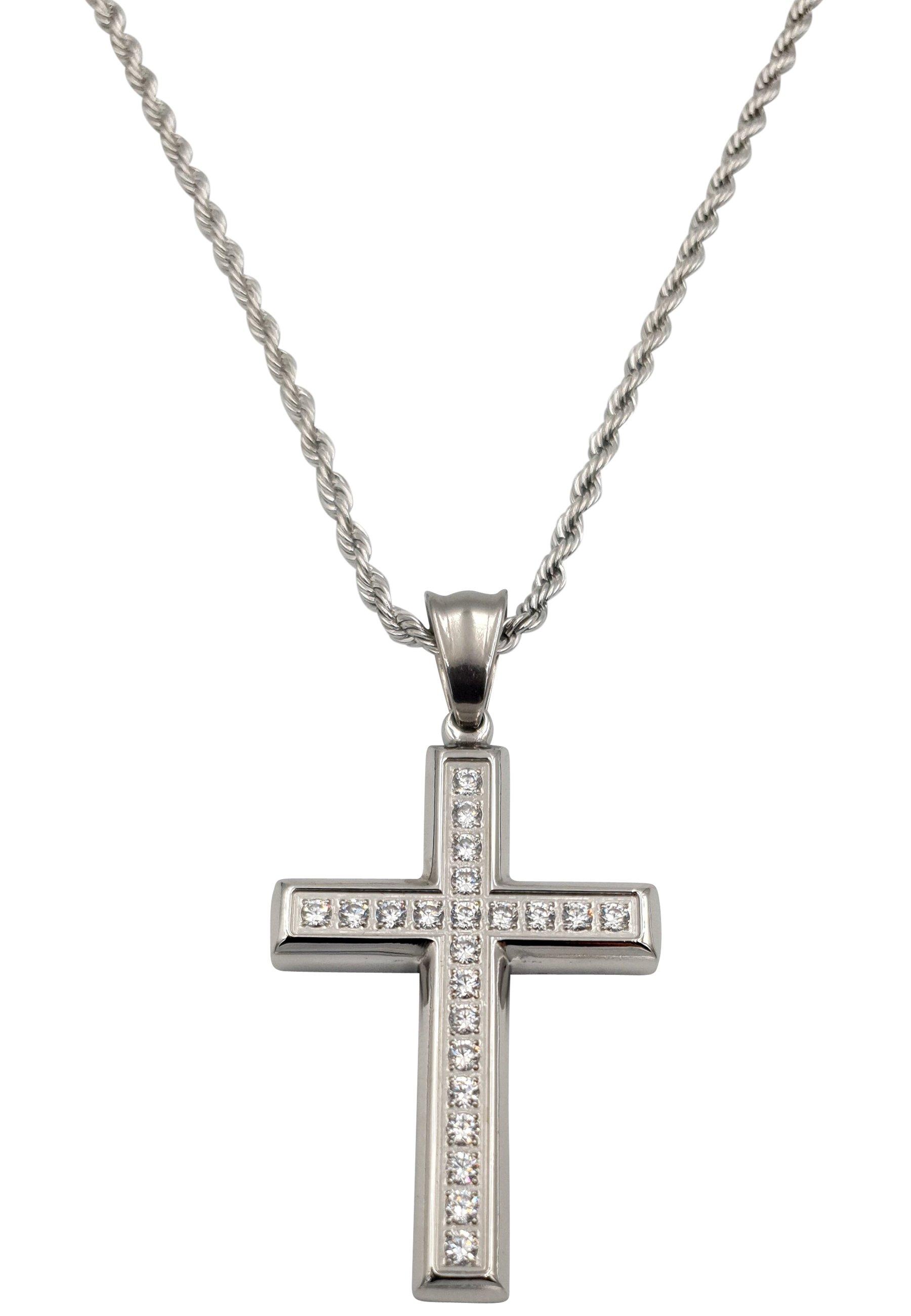 Kreuz Kette Mit Zirkonia Damen Silber 60 cm von HEBE JEWELS