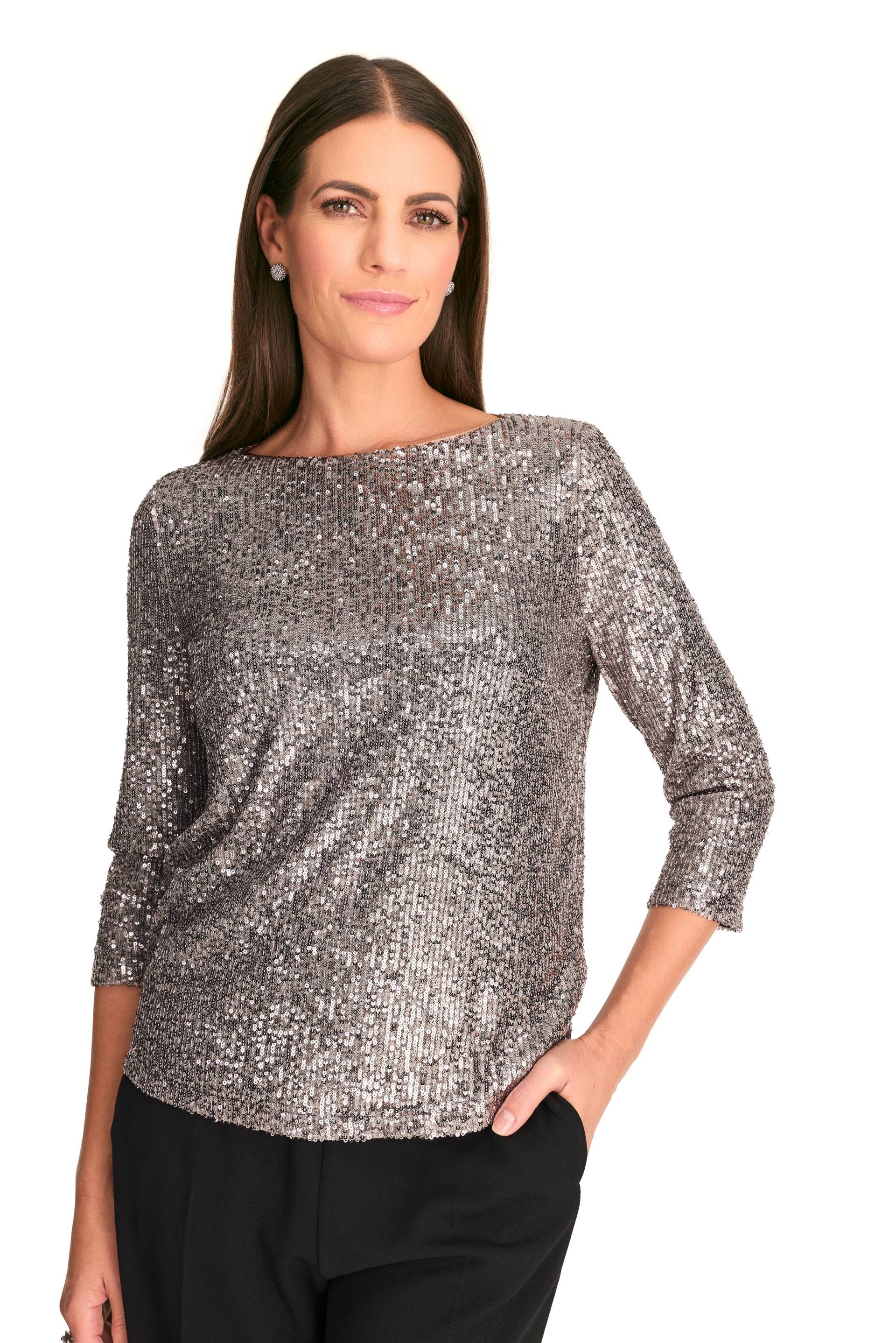 HERMANN LANGE Collection Paillettenshirt, im kurzen Schnitt HERMANN LANGE Collection Paillettenshirt, im kurzen Schnitt von HERMANN LANGE Collection