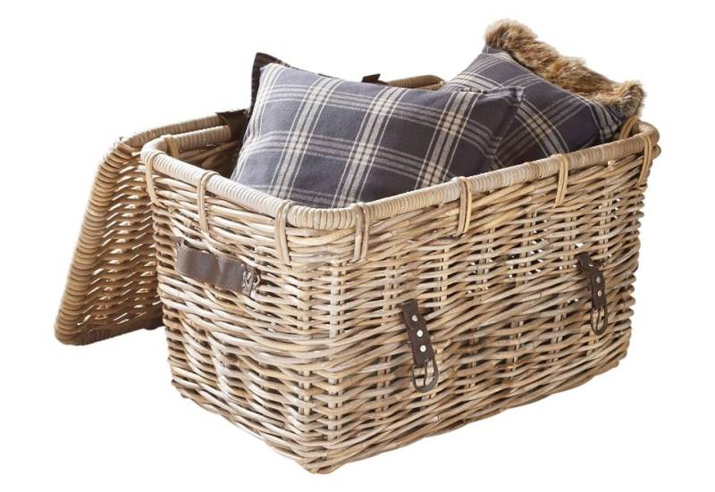 HOFMANN LIVING AND MORE Organizer »Truhe, Kubu-Rattankorb«, Aufbewahrungskorb zum Aufklappen von HOFMANN LIVING AND MORE