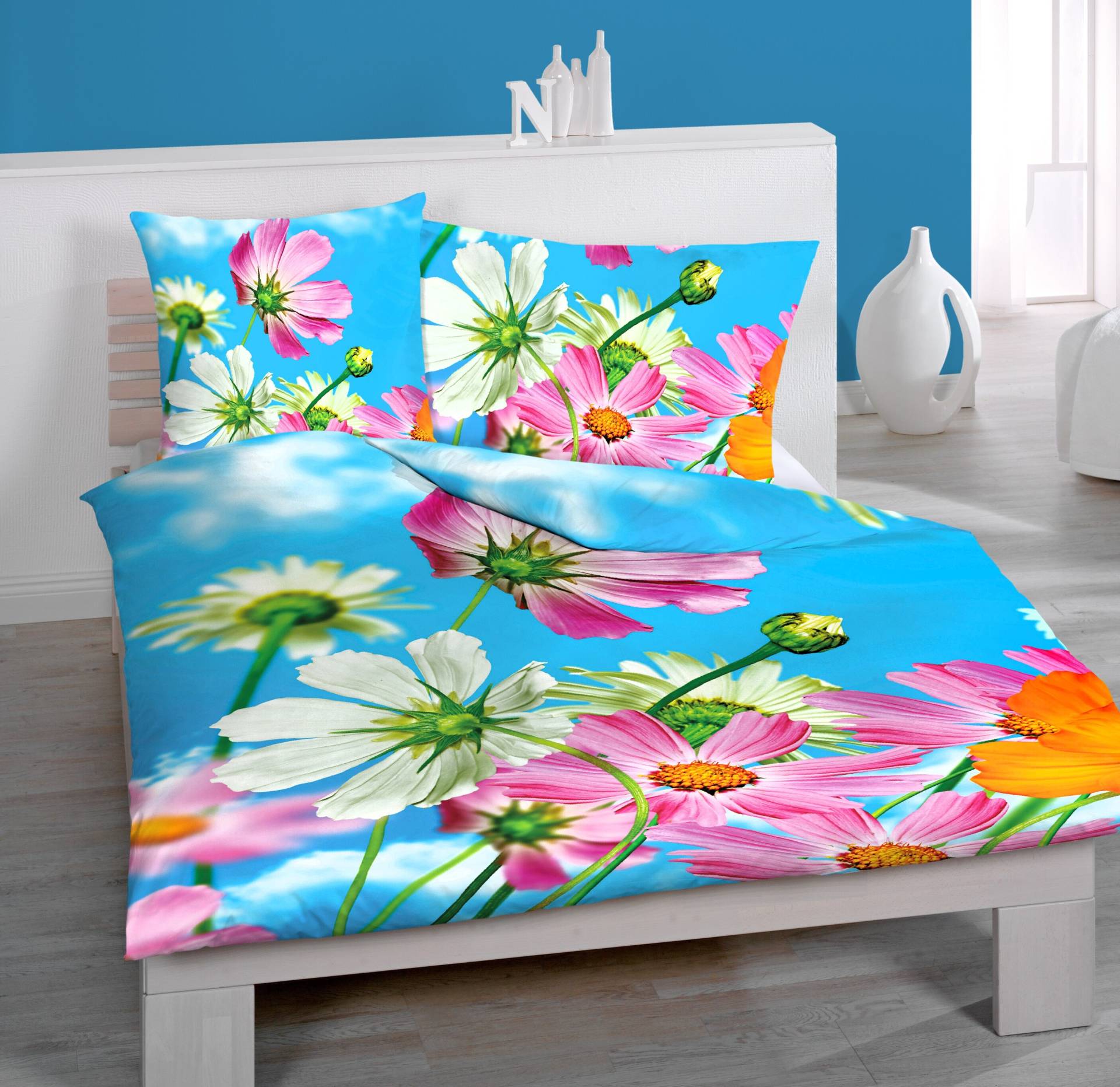 HOME FASHION Bettbezug »Blume, Renforcé«, (1 St.), floraler Digitaldruck von HOME FASHION