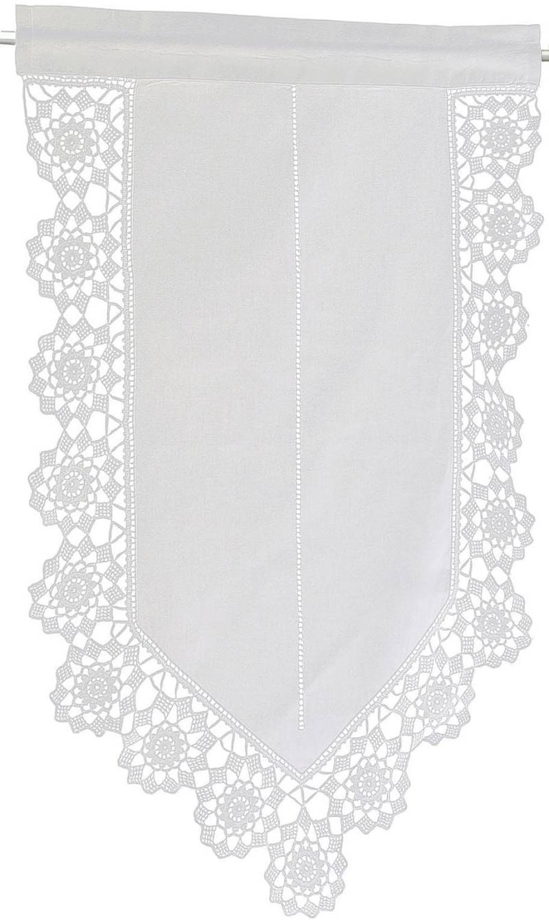 HOSSNER - ART OF HOME DECO Scheibengardine »Dufour«, (1 St.), handgehäkelte Spitze, weiss, Baumwolle von HOSSNER - ART OF HOME DECO