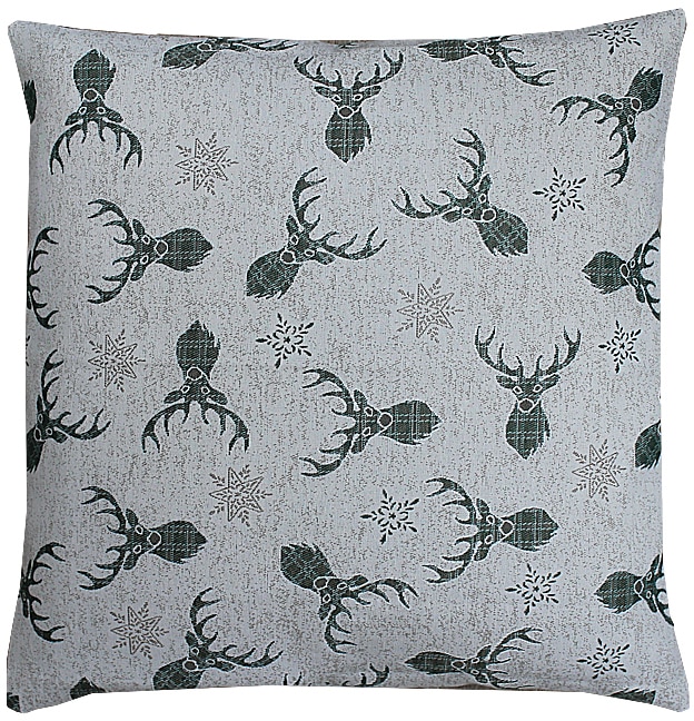 HOSSNER - HOMECOLLECTION Kissenhülle »Hirschkopf, Weihnachtsdeko«, (1 St.), mit weihnachtlichem Motiv von HOSSNER - HOMECOLLECTION