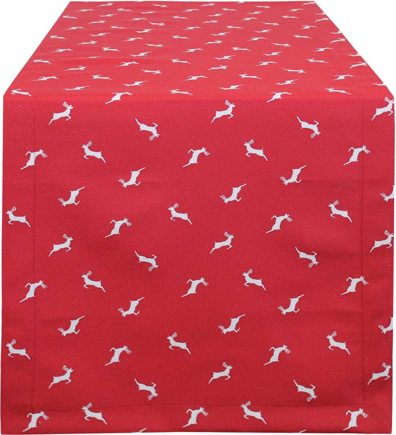 HOSSNER - HOMECOLLECTION Tischläufer »Sprunghirsch, Weihnachtsdeko, Weihnachten«, (1 St.), mit Hirschmotiv von HOSSNER - HOMECOLLECTION