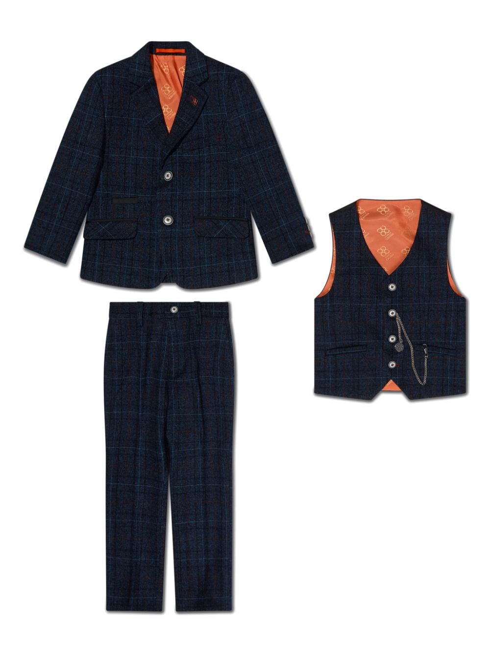 HOUSE OF CAVANI KIDS single-breasted checked tweed three piece suit - Blue von HOUSE OF CAVANI KIDS