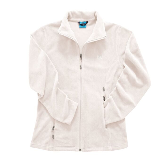 Damen-Fleecejacke uni mit Stehkragen, offwhite von HTA