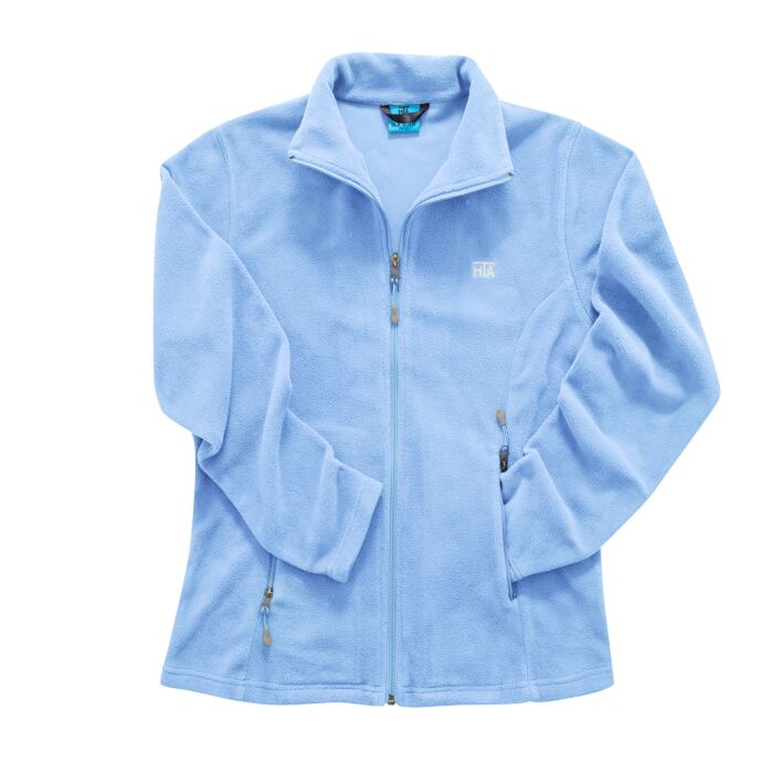 Damen-Fleecejacke uni mit Stehkragen, blau, XL von HTA