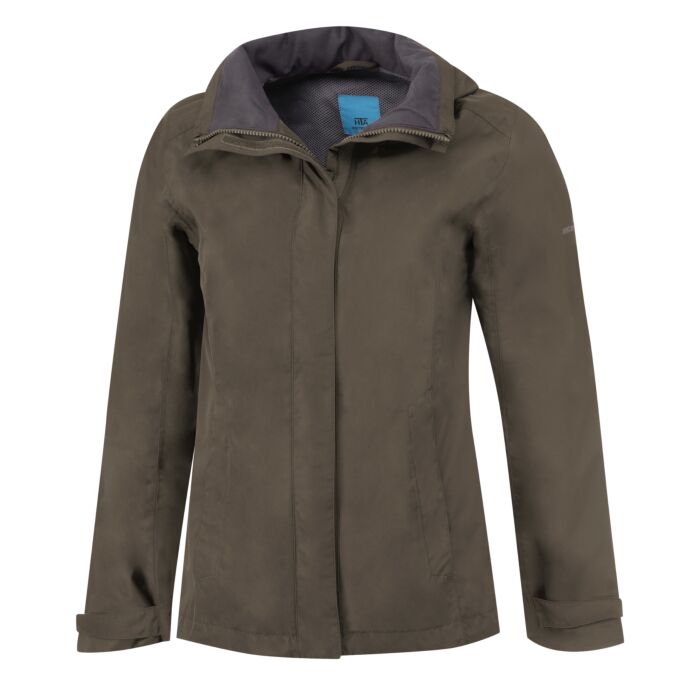 Outdoor Jacke Damen mit abnehmbarer Kapuze, olive, XL von HTA