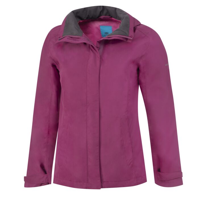 Outdoor Jacke Damen mit abnehmbarer Kapuze, himbeer, S von HTA