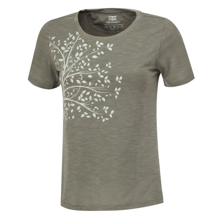 Sportives T-Shirt mit Baum-Print von HTA, olive, XXL von HTA