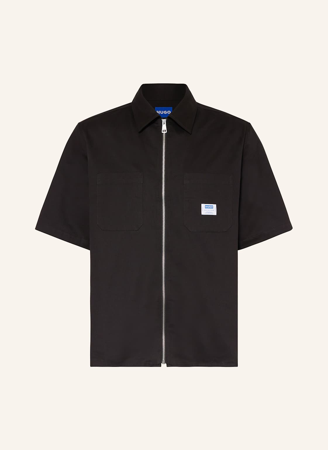 Hugo Blue Kurzarm-Hemd Ekyz Oversize Fit schwarz von HUGO BLUE