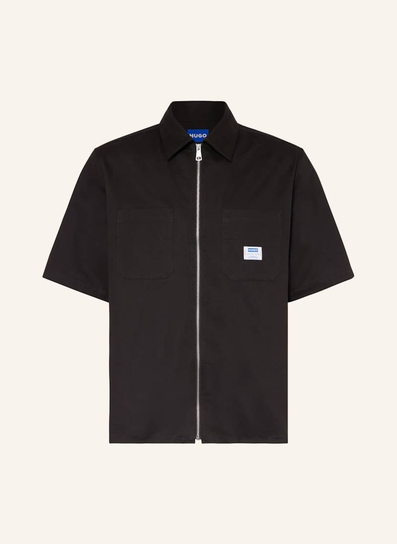 Hugo Blue Kurzarm-Hemd Ekyz Oversize Fit schwarz von HUGO BLUE