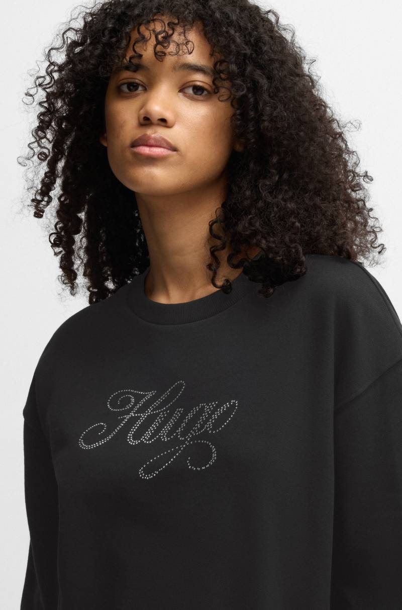 HUGO Blue Sweatshirt »Oversized Crew_B_2«, mit Flower Backprint, Strass Logo Print von HUGO Blue