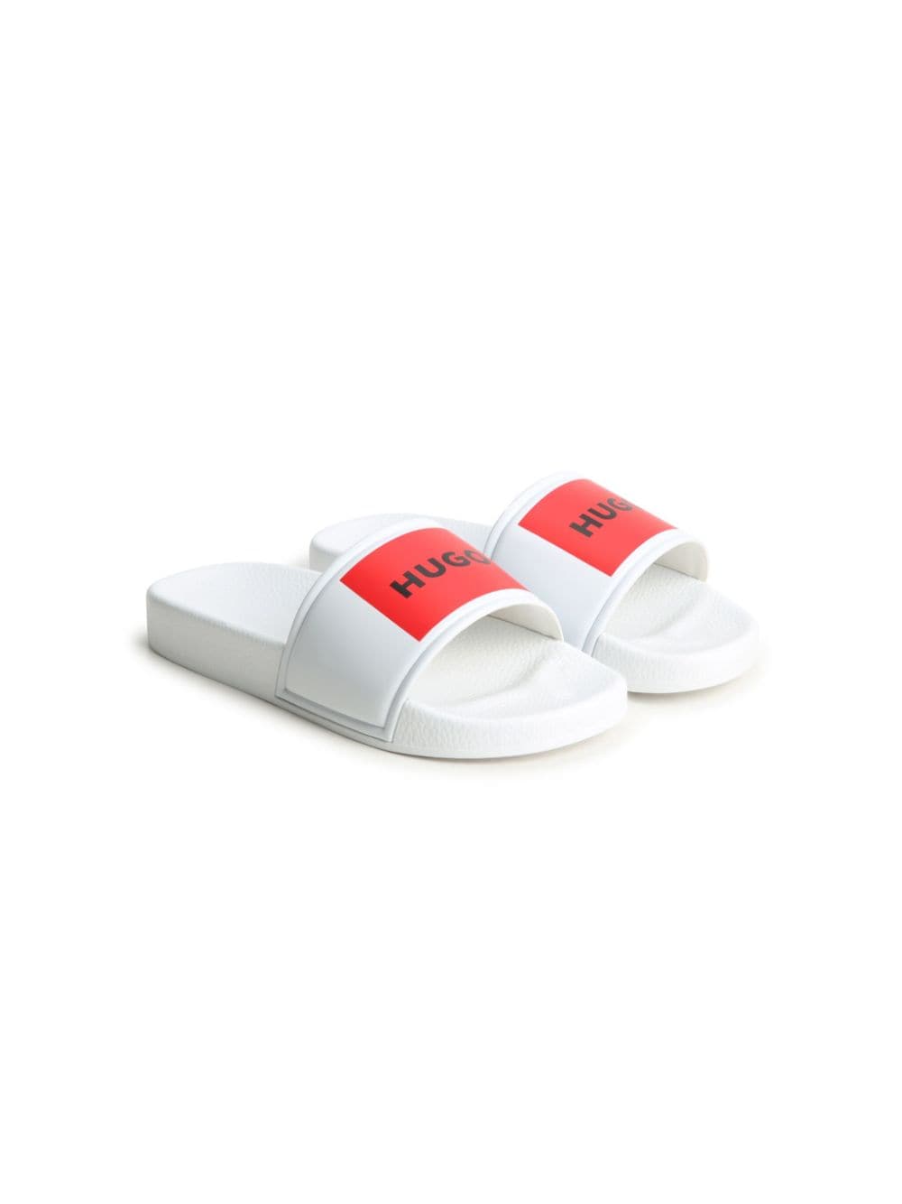 HUGO KIDS Aqua logo-print slides - White von HUGO KIDS