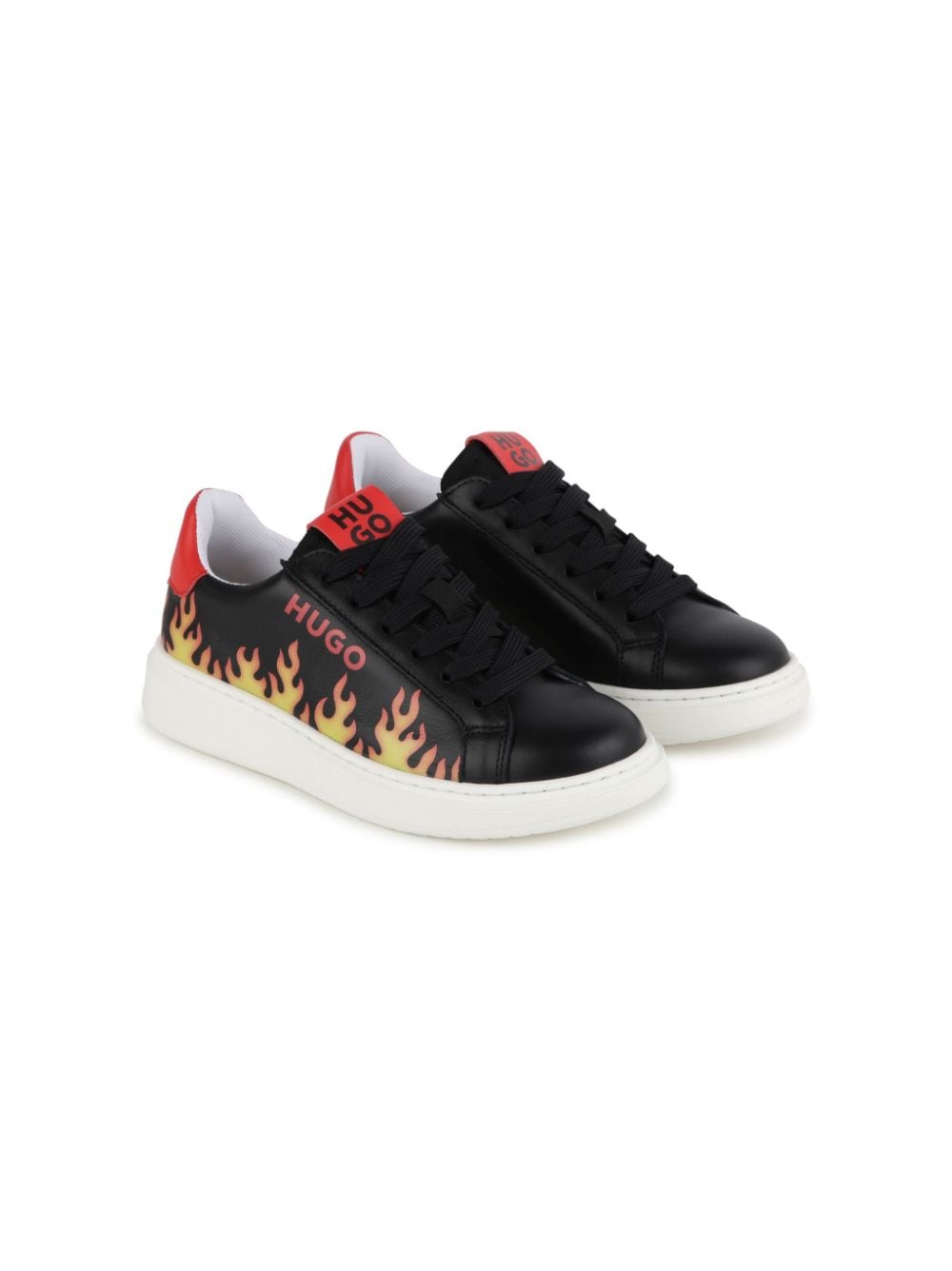 HUGO KIDS flame-print leather sneakers - Black von HUGO KIDS