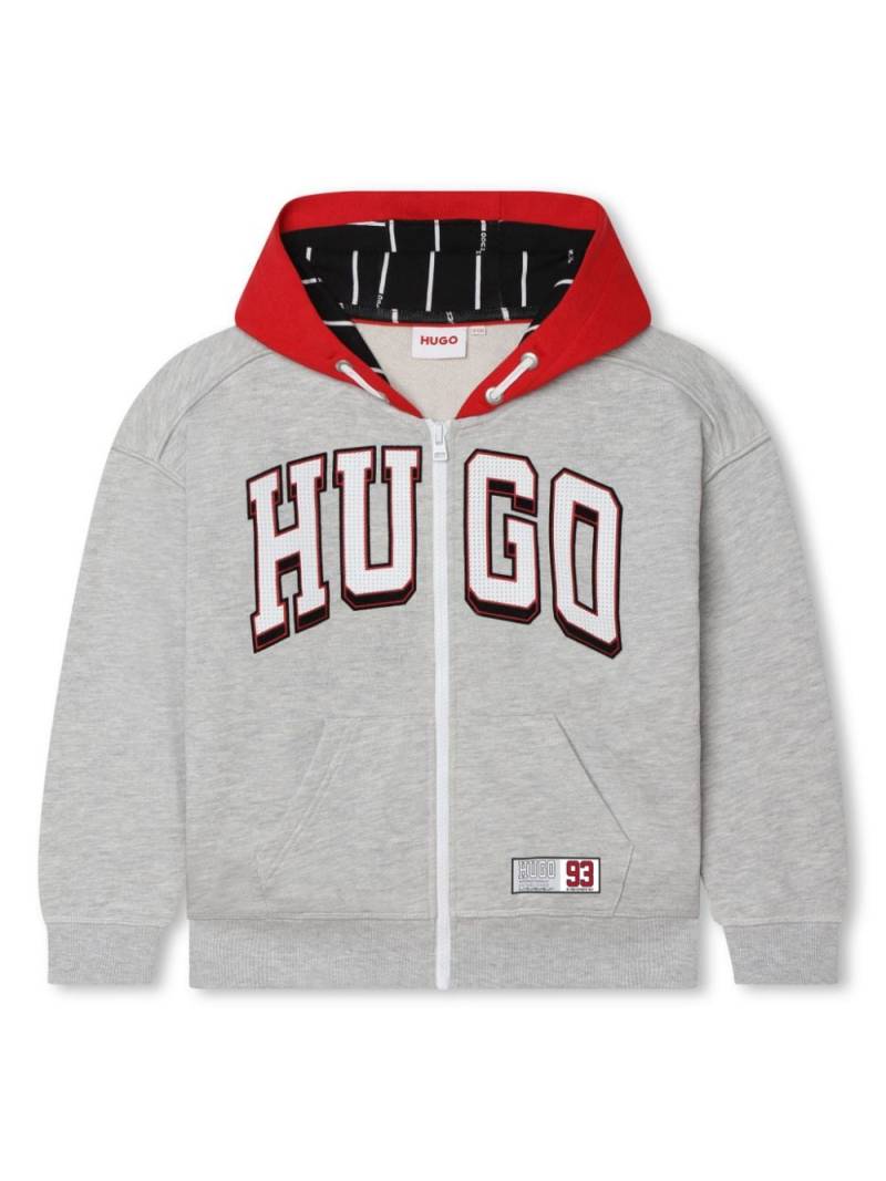 HUGO KIDS logo-appliqué zip-up hoodie - Grey von HUGO KIDS