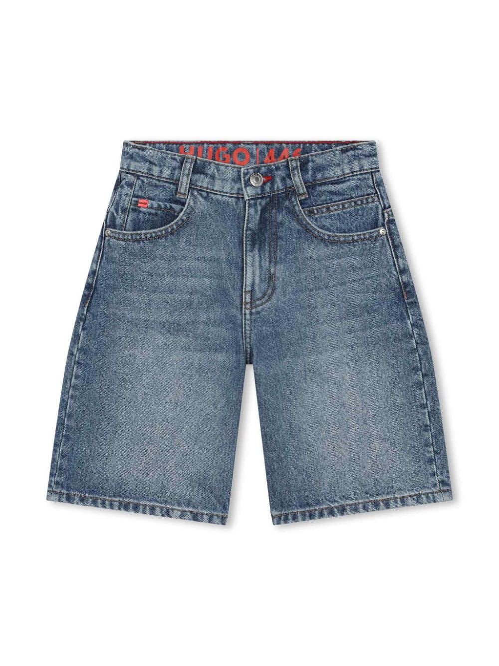 HUGO KIDS logo-patch denim Bermuda shorts - Blue von HUGO KIDS