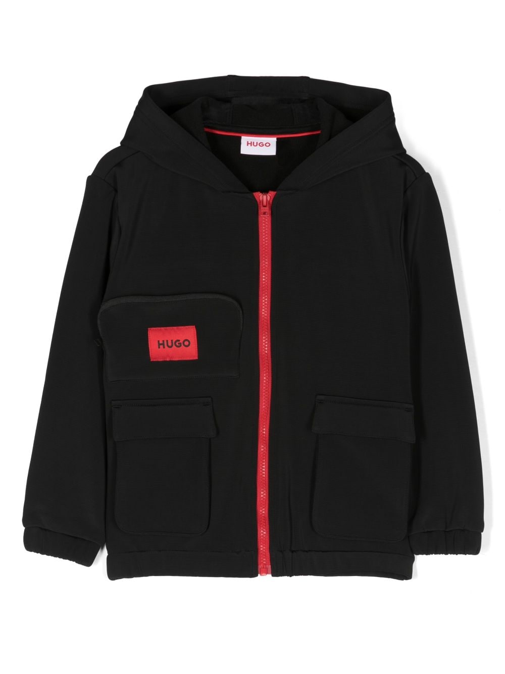 HUGO KIDS logo-patch hooded jacket - Black von HUGO KIDS