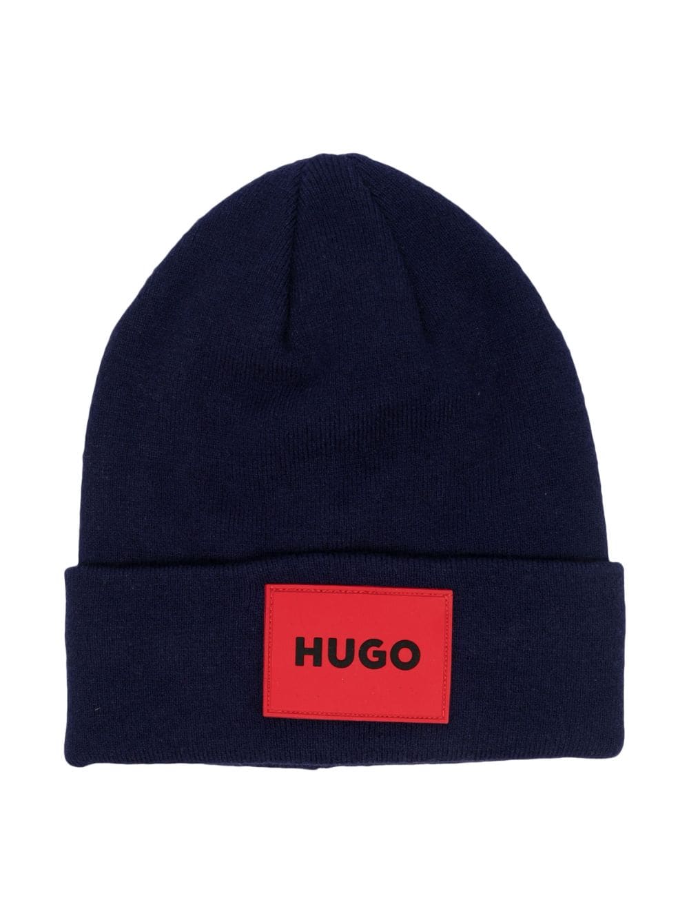 HUGO KIDS logo-patch knitted beanie hat - Blue von HUGO KIDS
