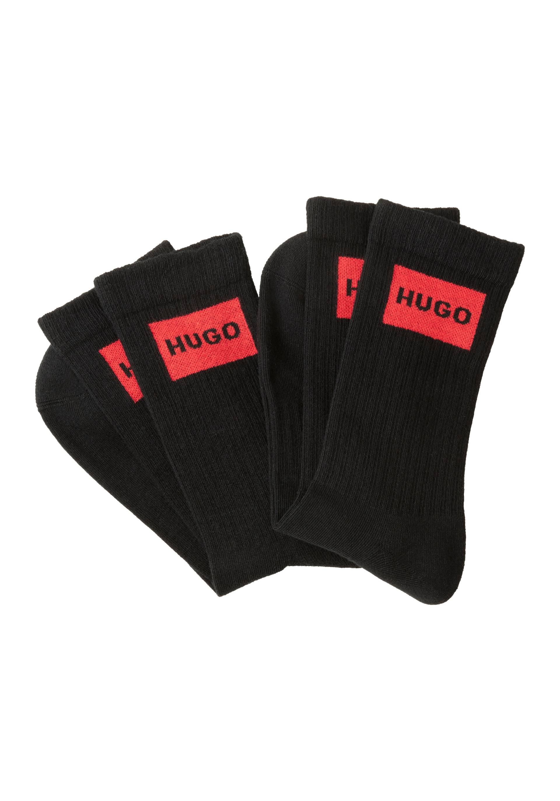 HUGO Underwear Freizeitsocken »2P QS RIB LABEL CC«, (Packung, 2 Paar, 2er), mit kontrastfarbenen HUGO Logo