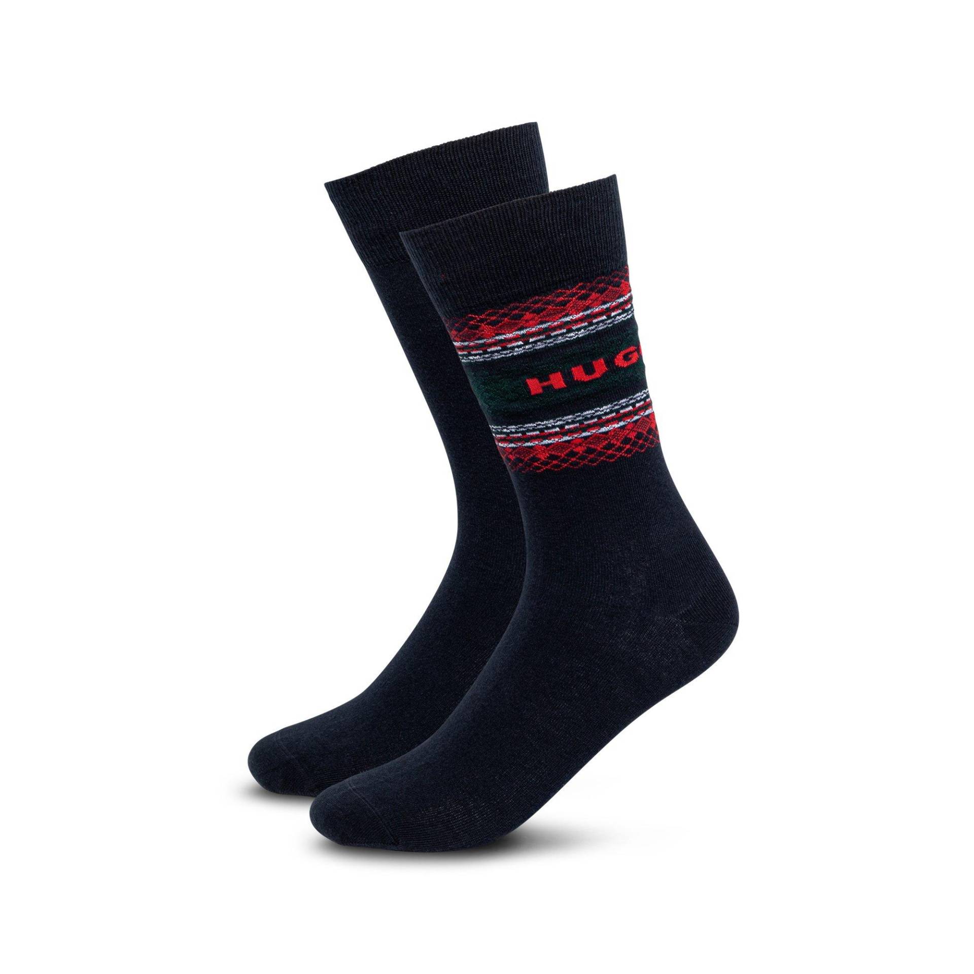 Duopack, Wadenlange Socken Herren Dunkelblau 39-42 von HUGO