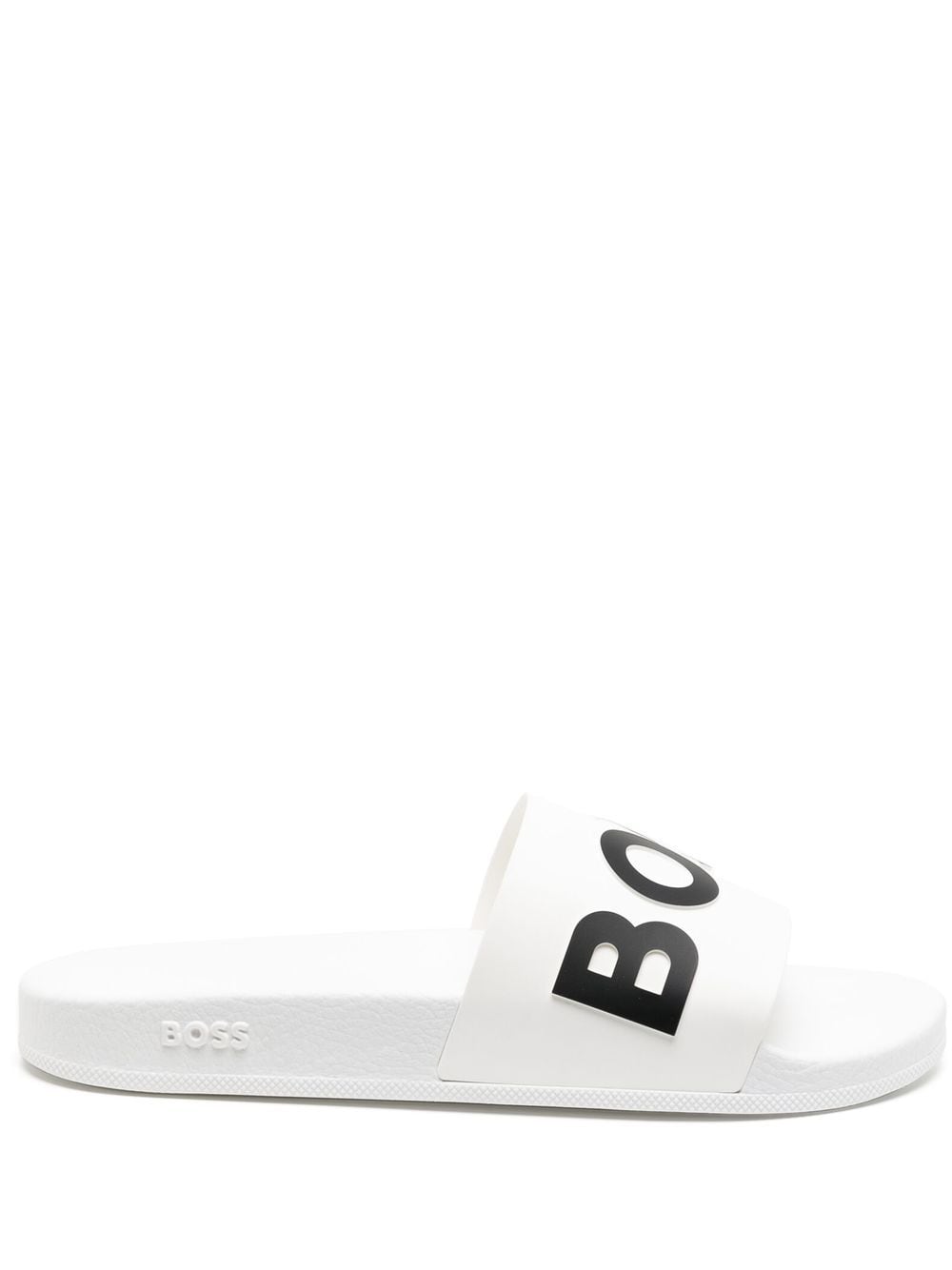 HUGO Bay logo-embossed slides - White von HUGO